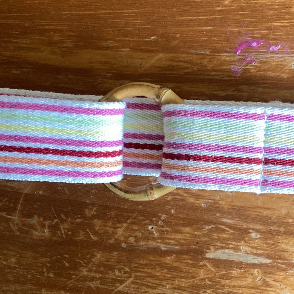 White canvas striped 40” belts
